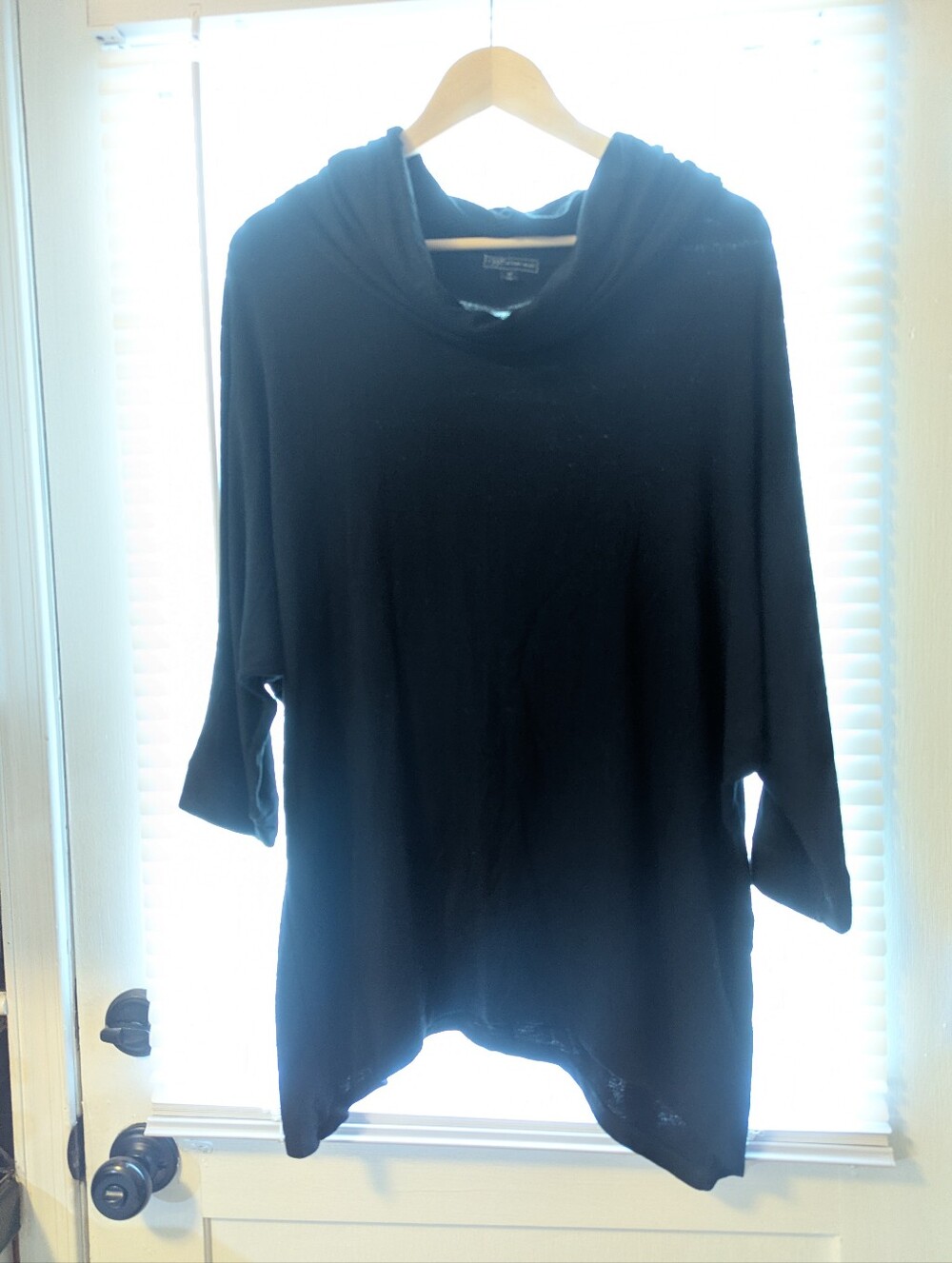 Black Hooded Cowl Neck Sweater